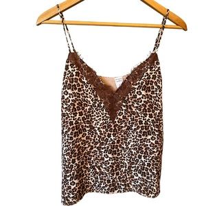 Melrose & Market Nordstrom Leopard Print Lace Cami Tank Top NWT Size Large